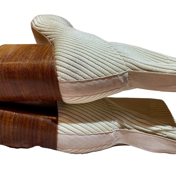 Size 8 oak white stretchy ankle boots chunky heels - Picture 6 of 12